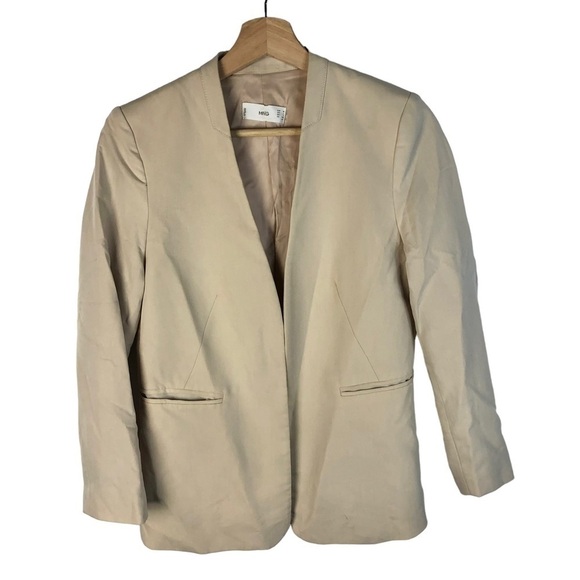 MNG Mango Cream Clasp Front Blazer Jacket 4 - Picture 1 of 3